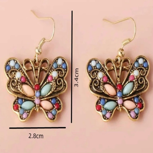 ❤️Multicolored Butterfly Drop Earrings - Picture 3 of 5